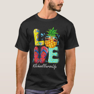 T-shirt Amour Été Ananas Fleur Tropicale Tongs Sc