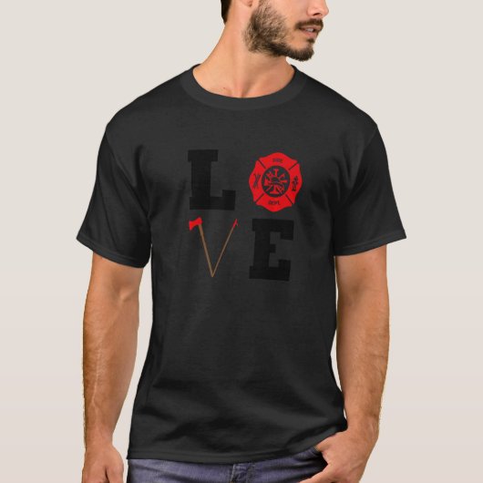 T-shirt Amour Firefighter Cute Fireman Support (Devant)