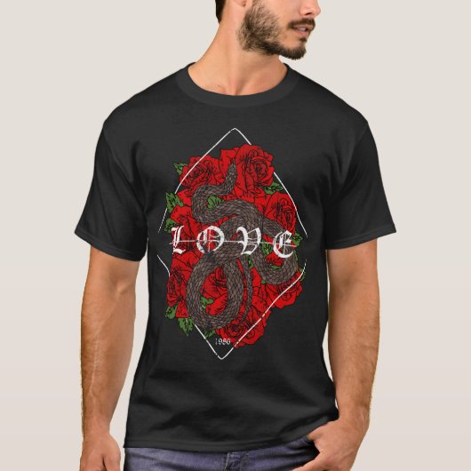T-shirt Amour, Fleurs et Serpent : Une danse de la beauté (Devant)