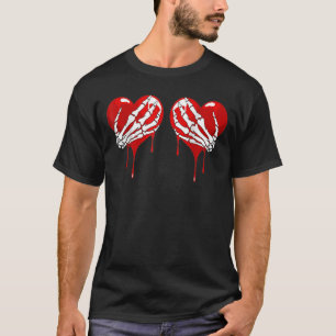 T-shirt Amour fou mal coeur cassé douleur coeur squelette