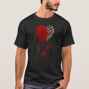 T-shirt Amour fou mal coeur cassé douleur coeur squelette