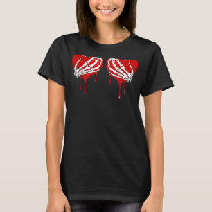 T-shirt Amour fou mal coeur cassé douleur coeur squelette