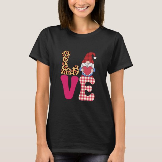 T-shirt Amour Gnome Valentines Jour Buffalo Rouge Plaid Le (Devant)