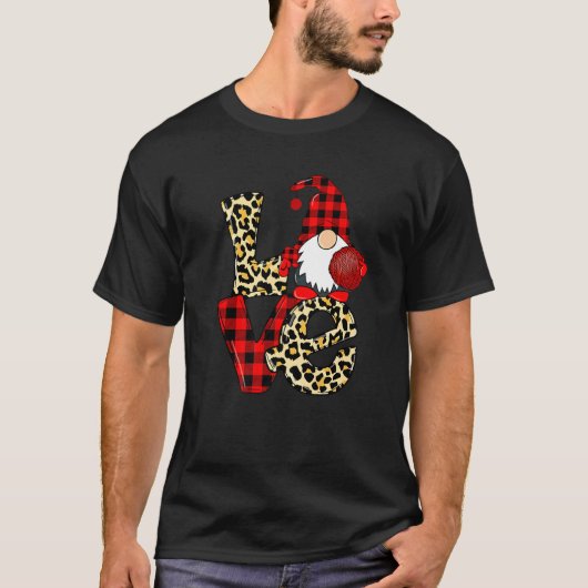 T-shirt Amour Gnomies Joyeux Saint Valentin Léopard Red Bu (Devant)
