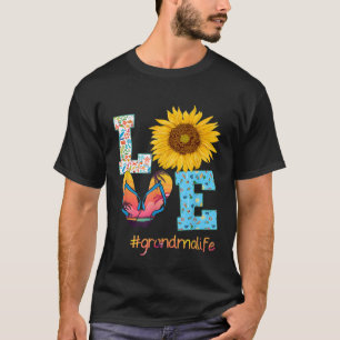 T-shirt Amour Grand-mère Vie Flip Flops Hippie Sunflower S