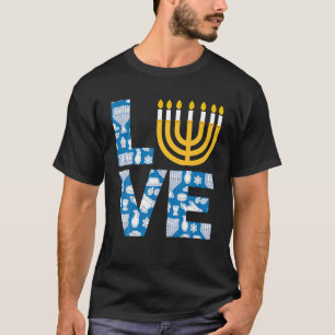 T-shirt Amour Hanoukka Menorah Pyjama Juif Drôle Pour Les