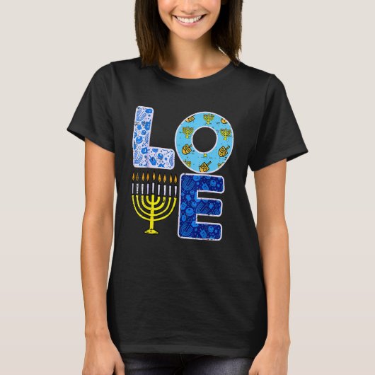 T-shirt Amour Hanukkiah Menorah Juif Hanoukka Chanukah Men (Devant)