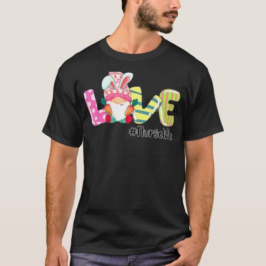 T-shirt Amour Infirmière Lapin de Pâques Stethoscope Fête (Devant)