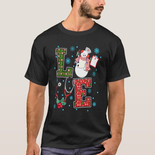 T-shirt Amour Infirmière Noël mignon Snowman X Mas Pyjama (Devant)