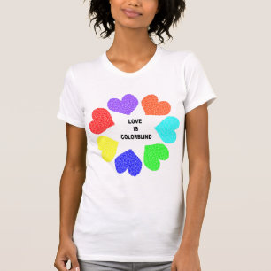 T-shirt Amour Interracial Rainbow Hearts Ladies T Shirt