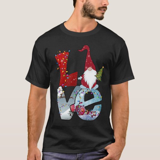 T-shirt Amour Jardin Gnome Santa Claus Light Neige Arbre C (Devant)