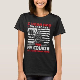 T-shirt Amour Je Porte Le Rouge Le Vendredi Pour Mon Cousi