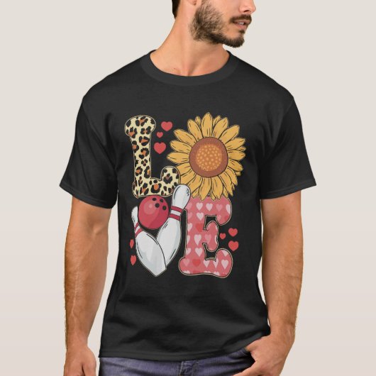 T-shirt Amour Léopard Tournesol Bowling Saint-Valentin Bow (Devant)