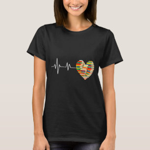 T-shirt Amour Livres Battement de coeur Livre Amant Livres
