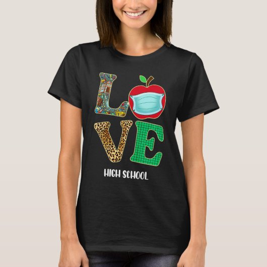 T-shirt Amour Lycée Virtuel Enseignant Apprentissage Élève (Devant)