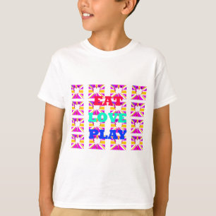 T-shirt Amour Manger Jouer Couleur Inspirante Pop Art Cœur