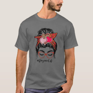 T-shirt Amour Messy Bun Garderie Enseignant Valentines Jou
