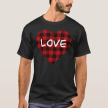 Amour, motif plaid de buffle rouge, coeur valentin