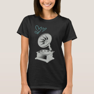 T-shirt Amour Musique Vieille École Gramophone