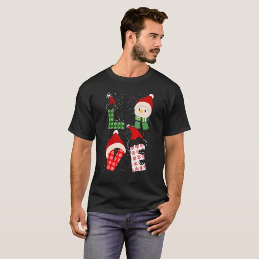 T-shirt Amour Noël Noël Noël Noël Chapeau Noël Noël (Devant entier)
