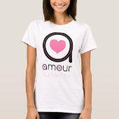 T-shirt Amour noir, Coeur rose, Nom Customisé (Devant)