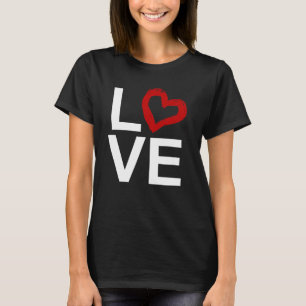 T-shirt AMOUR, noir et blanc avec le coeur esquissé rouge