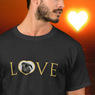 T-shirt Amour O photo de coeur personnalisée Faux or