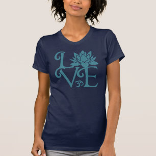 T-shirt Amour-OM-Namaste Racerback Teal et bleu-foncé
