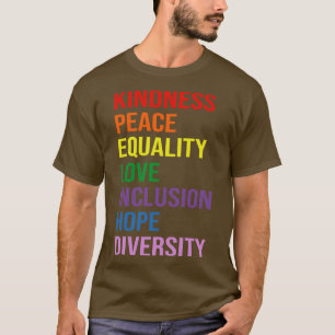 T-shirt amour paix égalité inclusion bonté