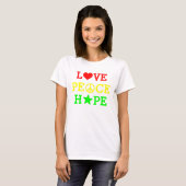 T-shirt Amour, paix et espoir Multicolore (Devant entier)