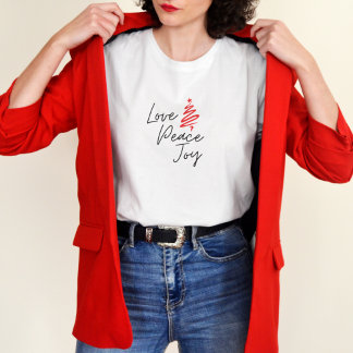 T-shirt Amour Paix Joie Moderne Mini Noël Vacances