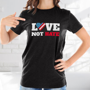 T-shirt Amour Pas Haine Drapeau USA Cœur Gras Rustique Pat