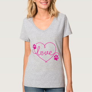 T-shirt Amour Pawfect - Coeur rose et Empreinte de patte A