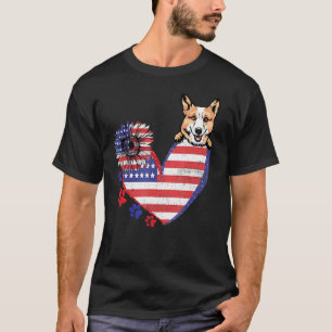 T-shirt Amour Pembroke Welsh Corgi Drapeau Américain Tourn