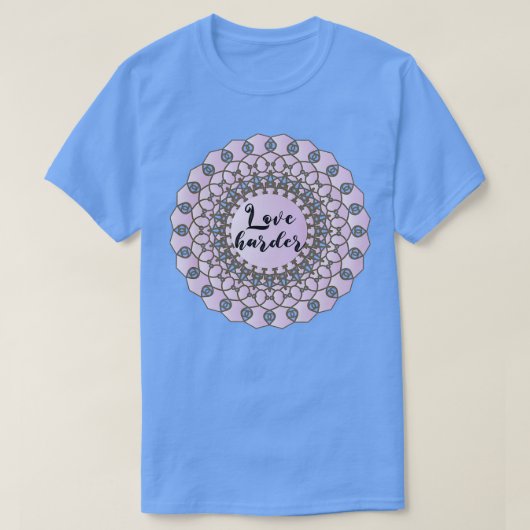T-shirt Amour plus violet pastel pastel art mandala floral (Design devant)