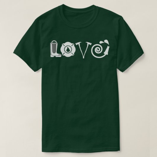 T-shirt Amour pompier pompier pompier pompier pompier (Design devant)