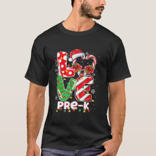 T-shirt Amour Pré K Enseignant Noël Funny Sucre de canne N