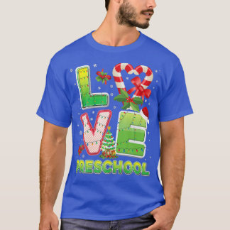 T-shirt Amour préscolaire Noël Santa Hat Étudiant enseigna