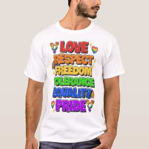 T-shirt Amour, Respect, Liberté, Tolérance, Égalité, Fiert