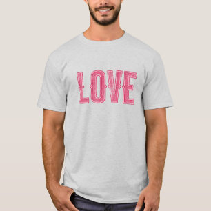 T-shirt Amour Rétro - Typographie en détresse rose vintage