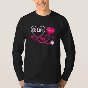 T-shirt Amour Rose Urgence Vie Battement de coeur Docteur