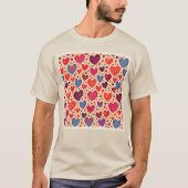 T-shirt Amour sans couture Coeur Motif Art (Devant)