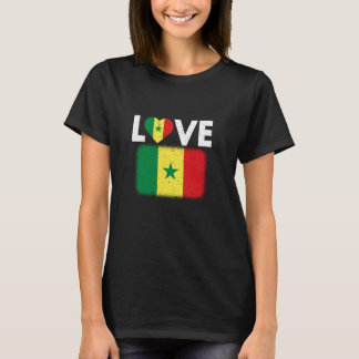 T-shirt Amour Sénégal avec Distressed Drapeau Sénégalais