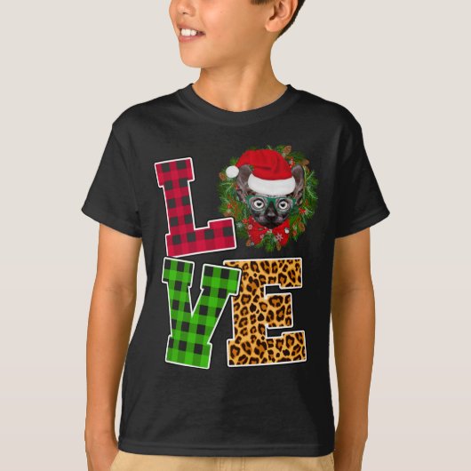 T-shirt Amour Sphynx Chat Santa Hat Leopard Funny Noël (Devant)