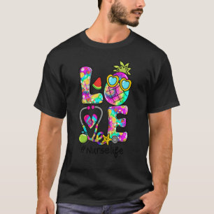 T-shirt Amour Stethoscope Tie Dye Infirmière Vie Été Résum