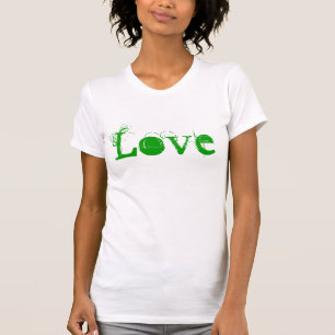 T-shirt Amour Vie En Blanc Vintage Vert Et Rose