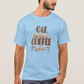 T-shirt Amoureuse de café et mère de chat (Devant)