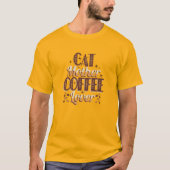 T-shirt Amoureuse de café et mère de chat (Devant)