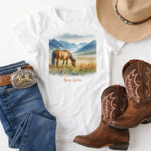 T-Shirt Amoureuse de chevaux aquarelle fille