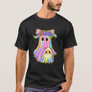 T-shirt Amoureux de Chats Mignons Fantôme Pastel Halloween